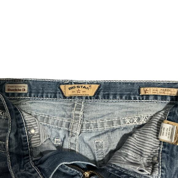 Big Star Pioneer Bootcut Distressed Jeans Men’s 32S Blue Denim - Picture 7 of 14